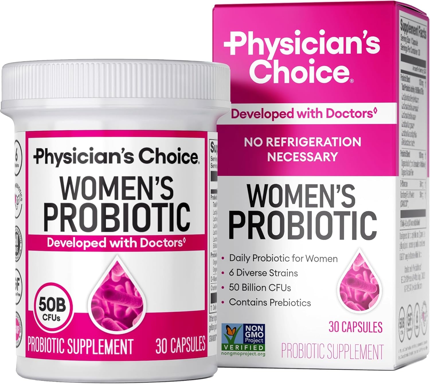 Physician's Choice Probiotics for Women - PH Balance, Digestive, UT & Feminine Health - 50 Billion CFU - 6 Unique Strains for Her - Organic Prebiotics, Cranberry Extract