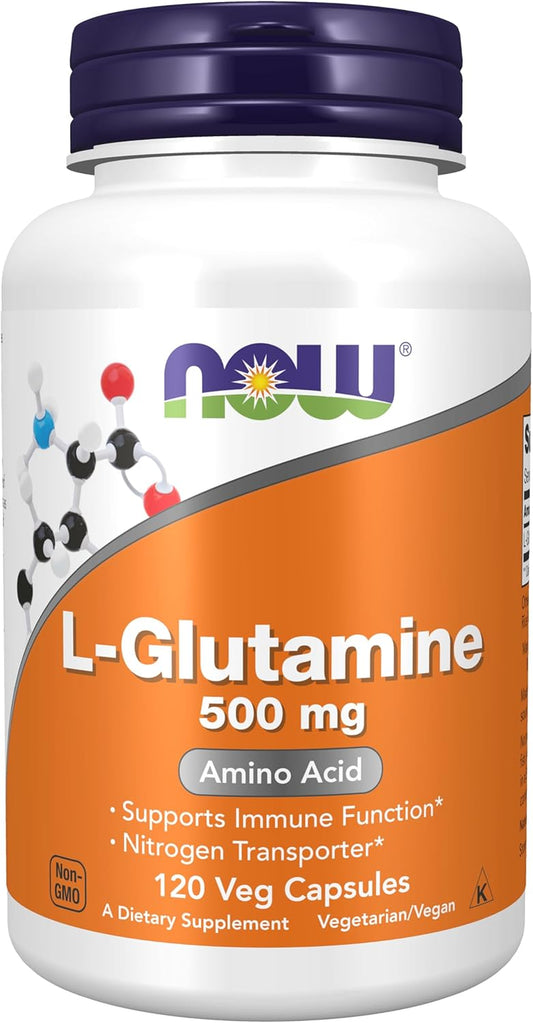 NOW Foods Supplements L-Glutamine 500 Mg - Nitrogen Transporter - Vegan Capsules
