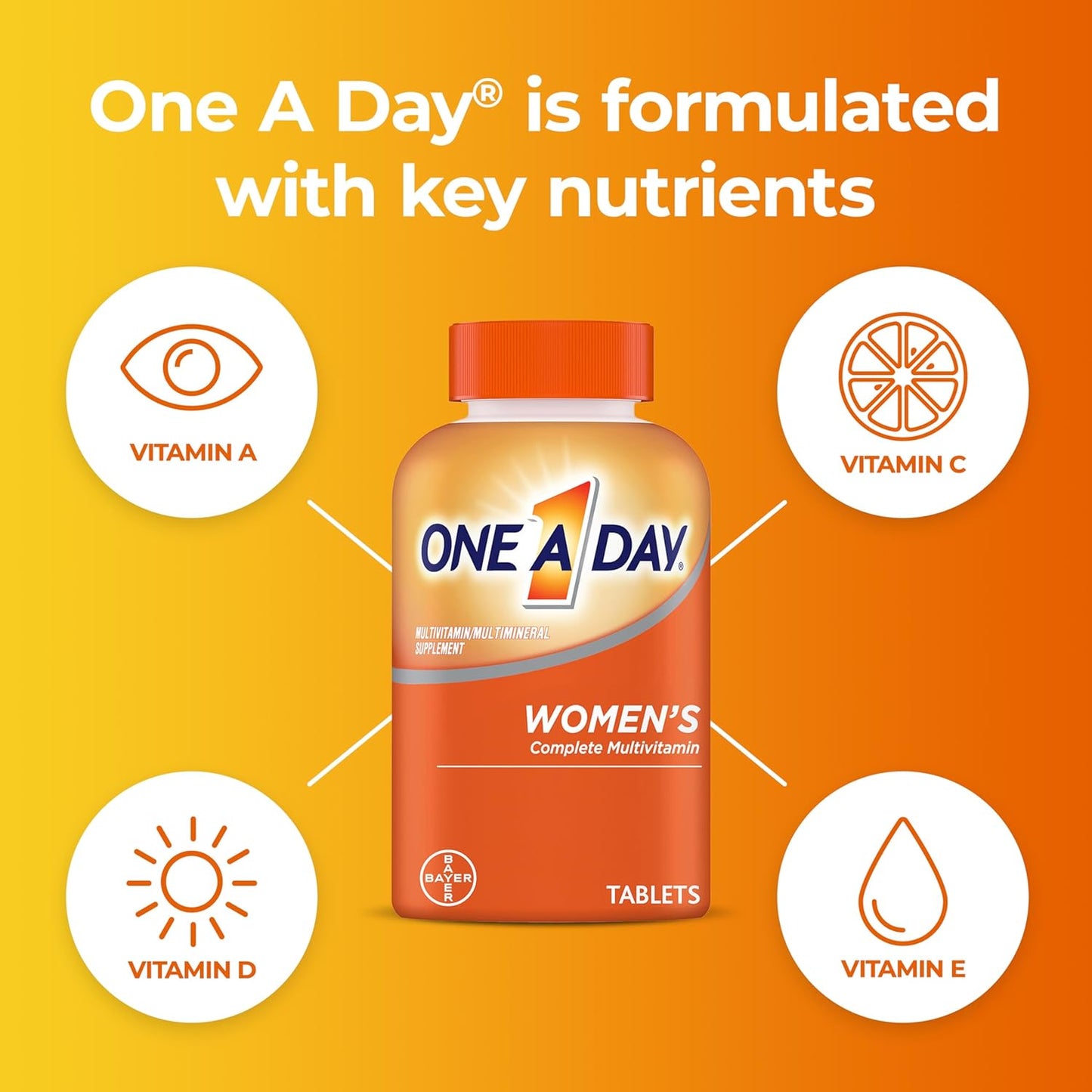 Women’S Multivitamin with Vitamin A, C, D, E and All 8 B Vitamins, Calcium, Vitamins for Women, for Bone Health, Skin Health & Immune Health Support , 200 Count