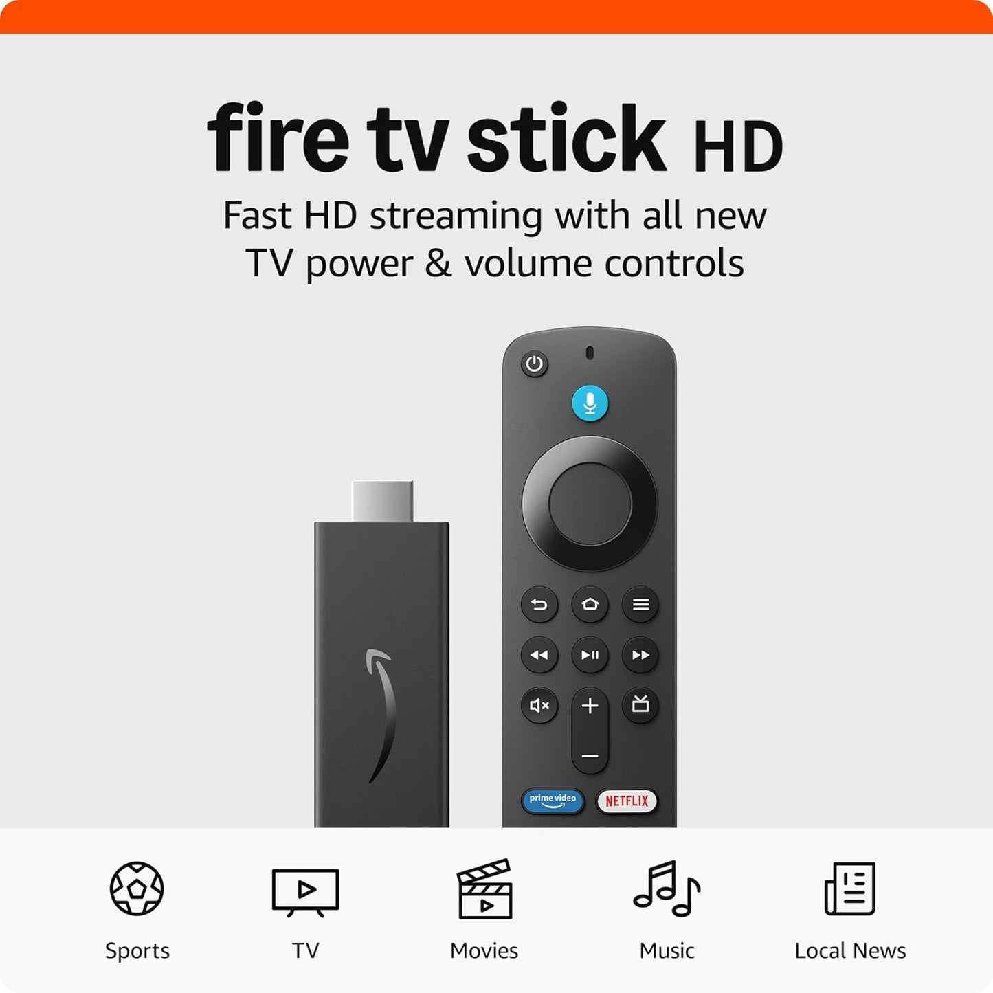 Fire TV Stick HD (Newest Model), Free and Live TV, HD Streaming