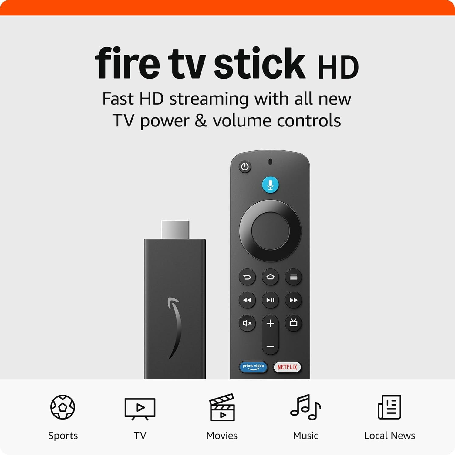 Fire TV Stick HD (Newest Model), Free and Live TV, HD Streaming