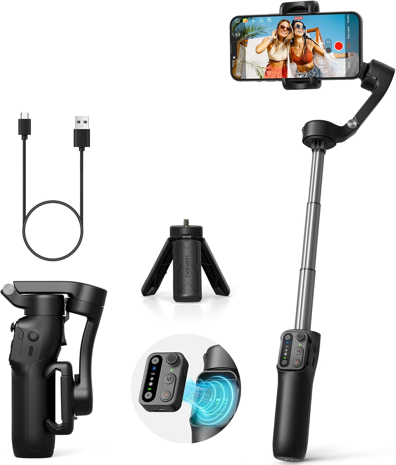 Hohem Isteady X3 SE Gimbal Phone Stabilizer with Detachable Remote Control - Foldable 3-Axis - Ideal for Travel Vlogging