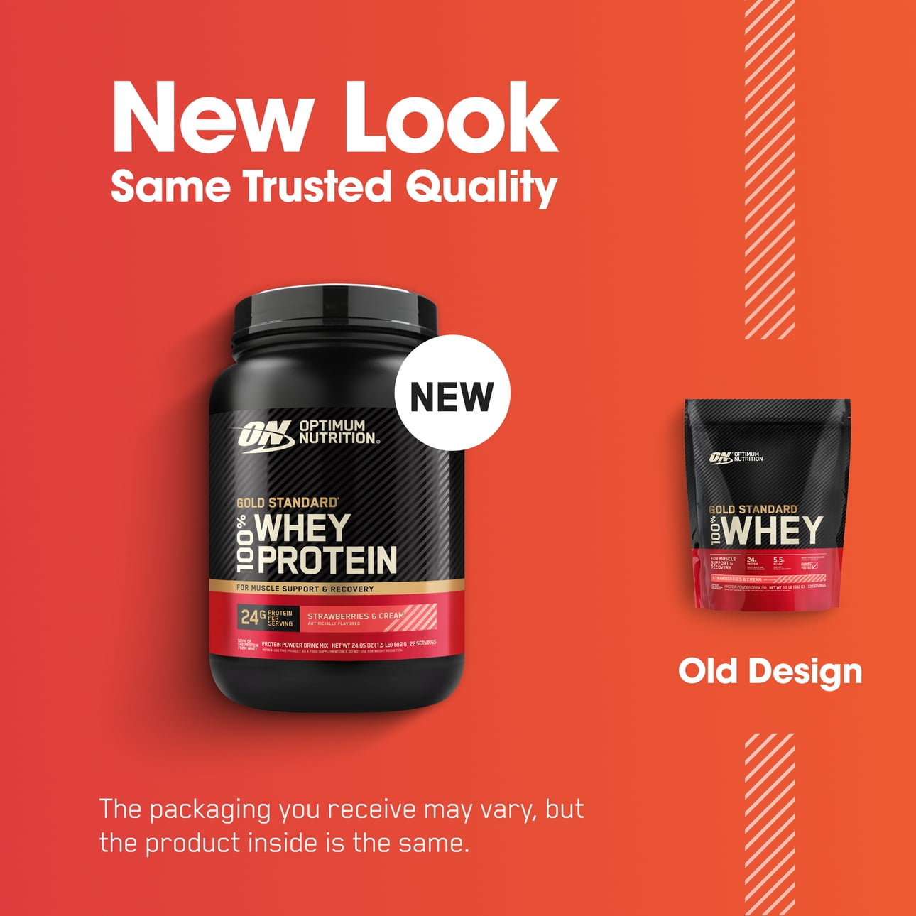 Whey Gold Standard 100% Whey Protein Powder, Strawberries & Cream, 1.5 Lb, 22 Servings