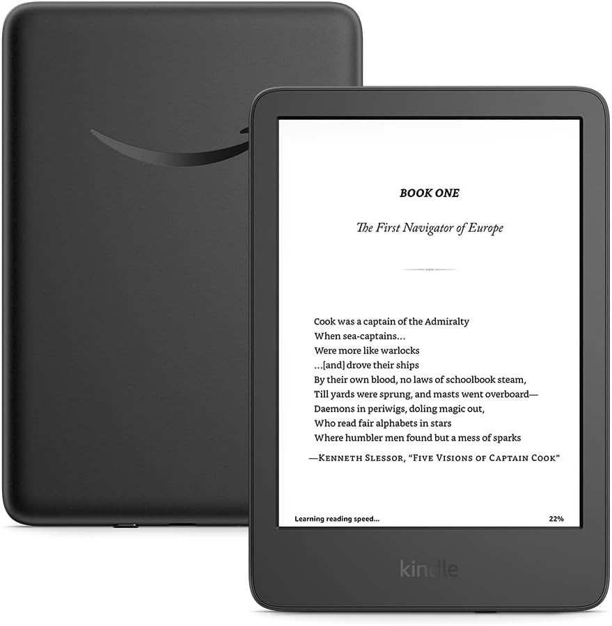 Kindle (16 GB) - Lightest & Most Compact Kindle, 6" Glare Free Display, Faster Page Turns, Adjustable Front Light & Long Battery Life