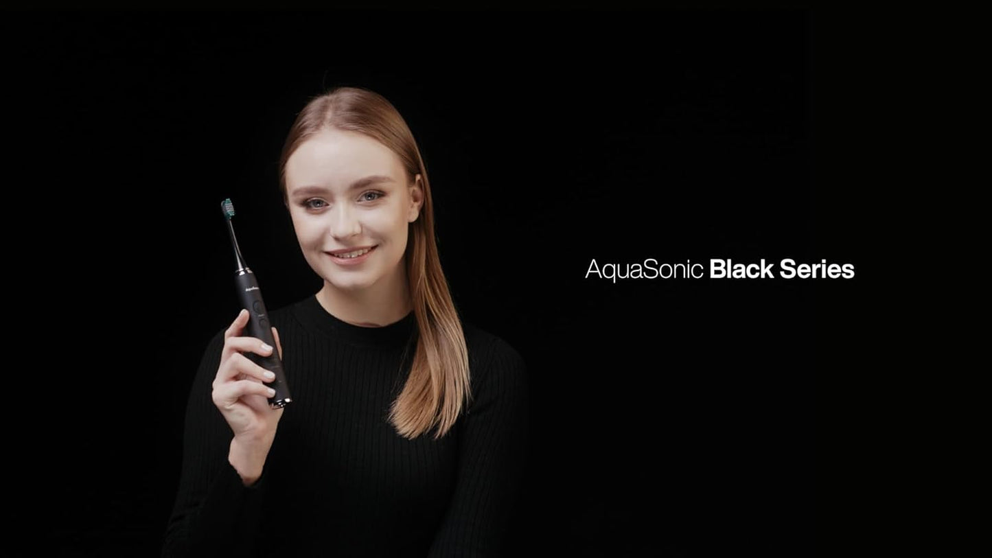 Black Series Ultra Whitening Toothbrush – ADA Accepted Electric Toothbrush- 8 Brush Heads & Travel Case – 40,000 VPM Electric Motor & Wireless Charging - 4 Modes W Smart Timer