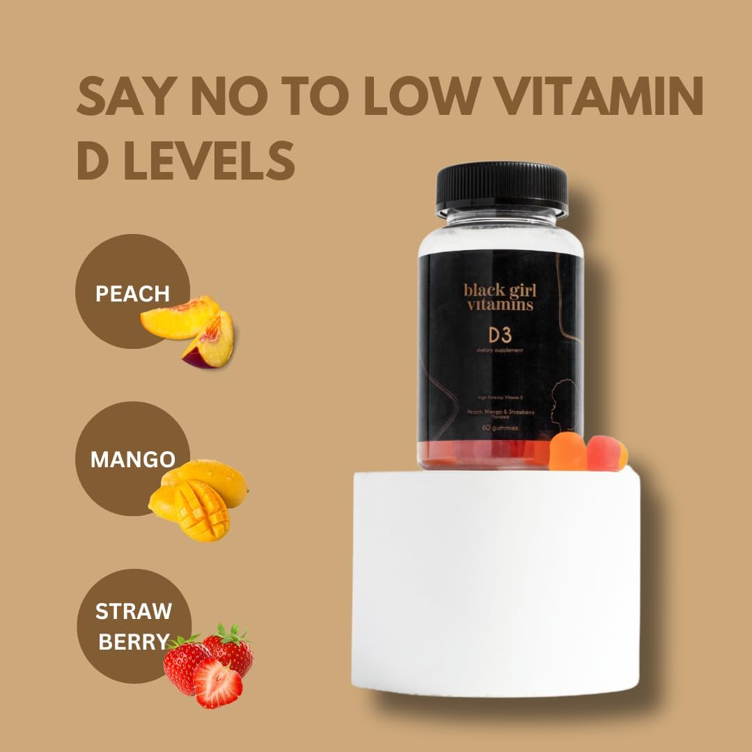 lack Girl Vitamins - Vitamin D3 Gummies for Immune, Energy, & Bone Support - 2000IU (50Mcg) Vitamin D per Serving - Gluten-Free
