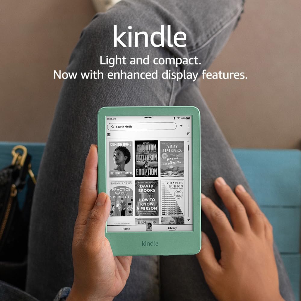 Kindle (16 GB) - Lightest & Most Compact Kindle, 6" Glare Free Display, Faster Page Turns, Adjustable Front Light & Long Battery Life