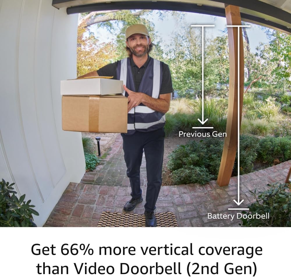 Ring Battery Doorbell, Head-To-Toe Video, Live View with Two-Way Talk and Motion Detection with Alerts