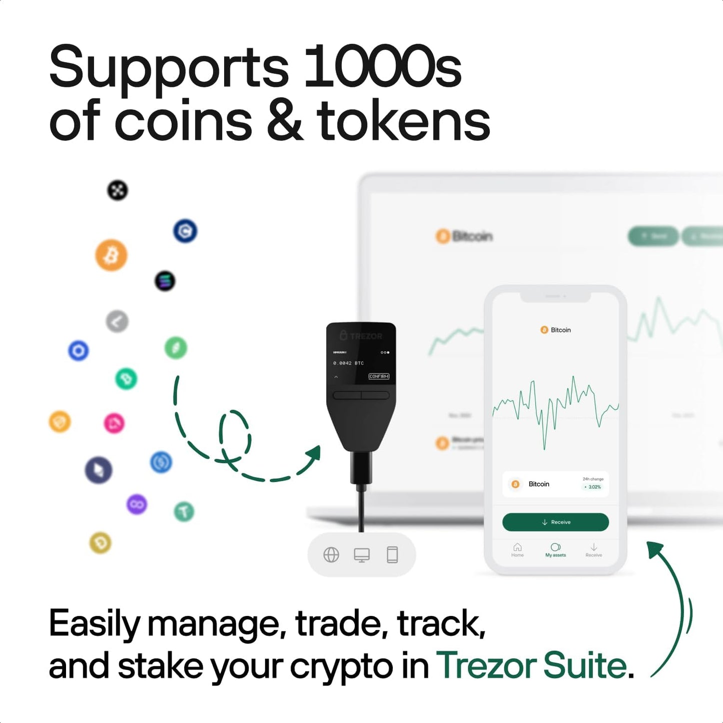 Trezor Safe 3 - Passphrase & Secure Element Protected Crypto Hardware Wallet - Buy, Store, Manage Digital Assets Simply and Safely