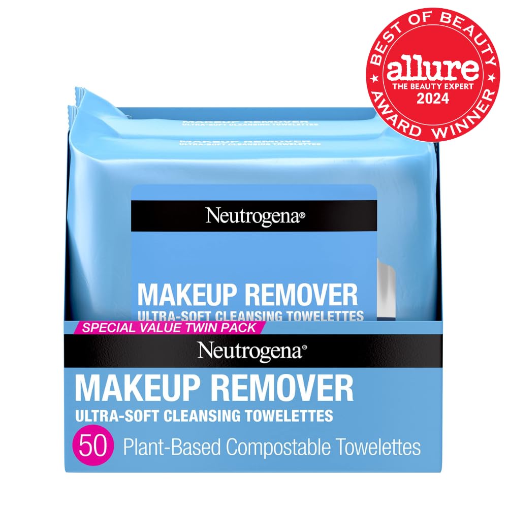 Neutrogena Makeup Remover Wipes, Daily Facial Cleanser Towelettes, Remove Oil & Makeup, Alcohol-Free Makeup Wipes
