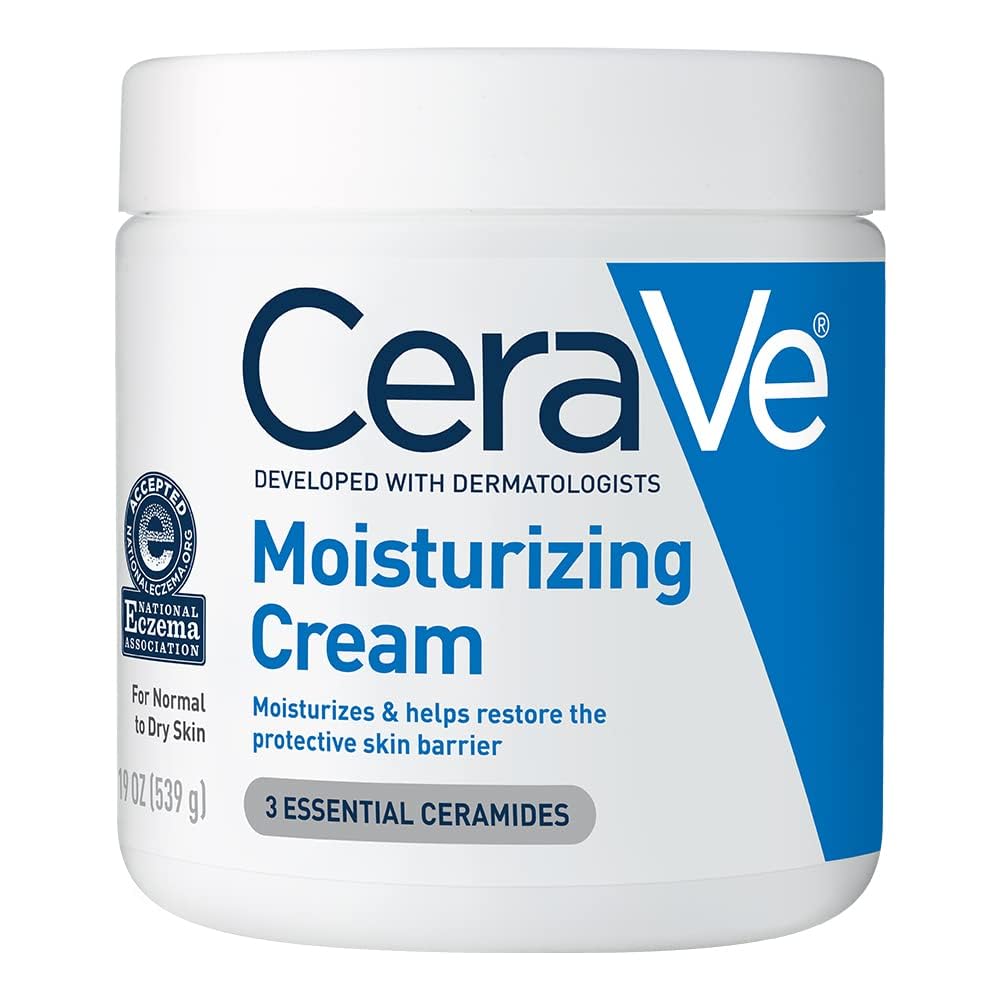 CeraVe Moisturizing Cream, Body & Face Moisturizer for Dry Skin with Hyaluronic Acid and Ceramides, Daily Moisturizer, Oil-Free, Fragrance Free, Non-Comedogenic