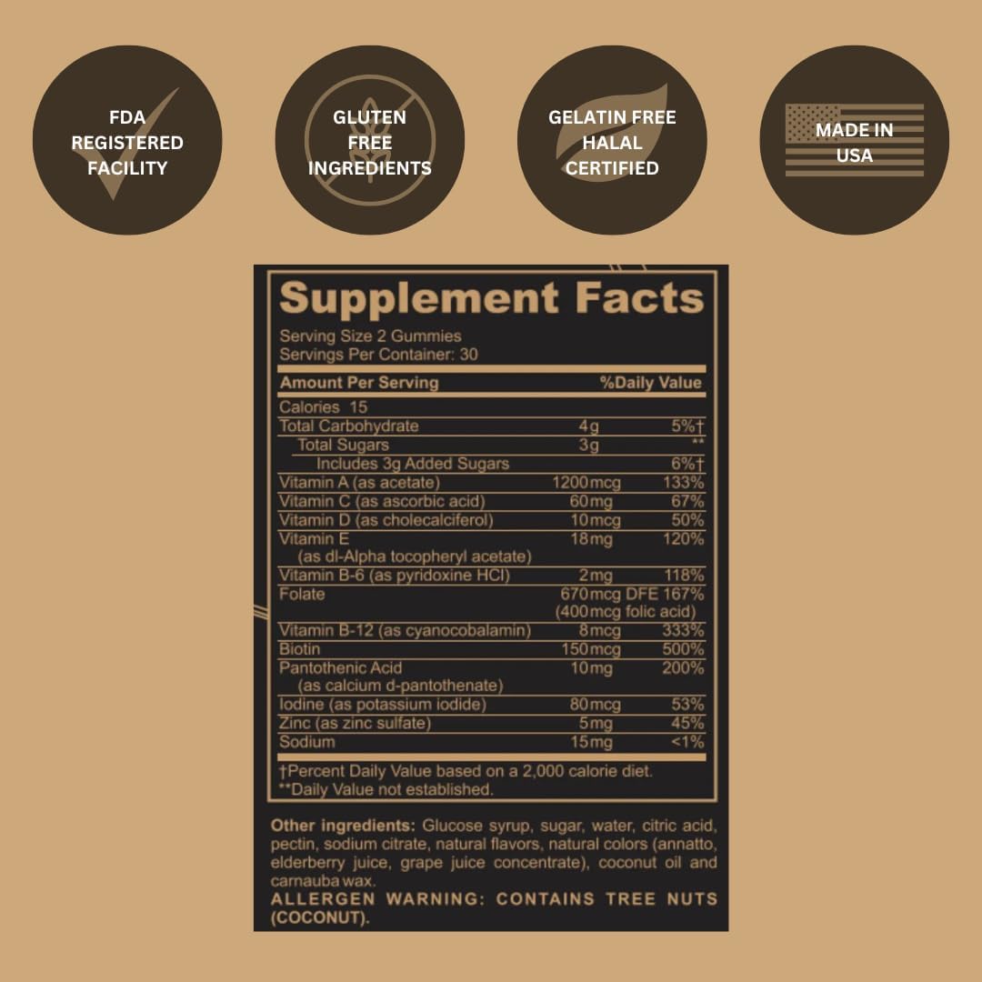 Black Girl Vitamins Once a Day Women's Multivitamin Gummy - Vitamin A, B, C, E & Zinc - Vegan - Gluten-Free - Made in the USA