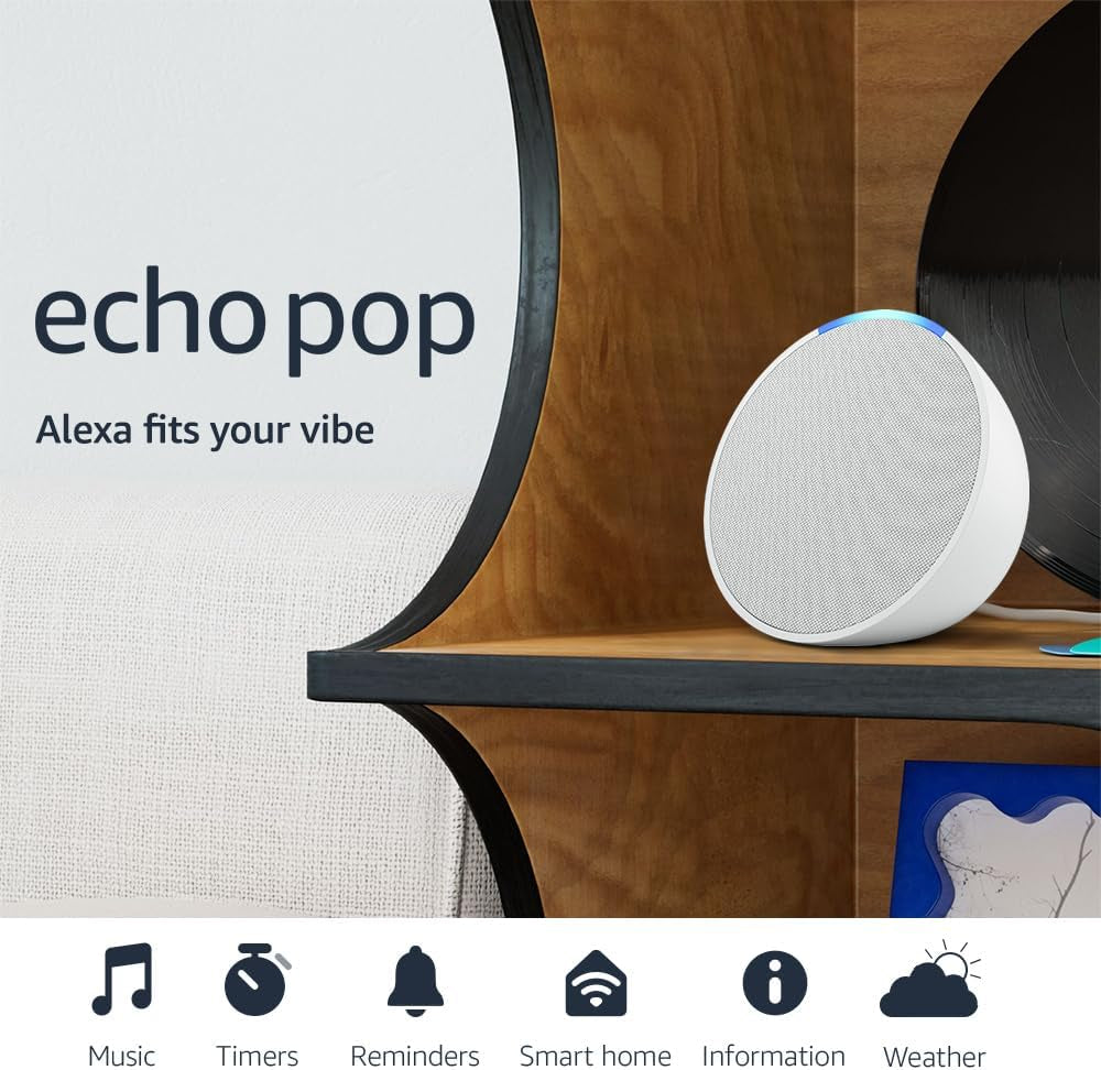 Echo Pop (Newest Model), Our Smallest Alexa Speaker, Fits in Any Room