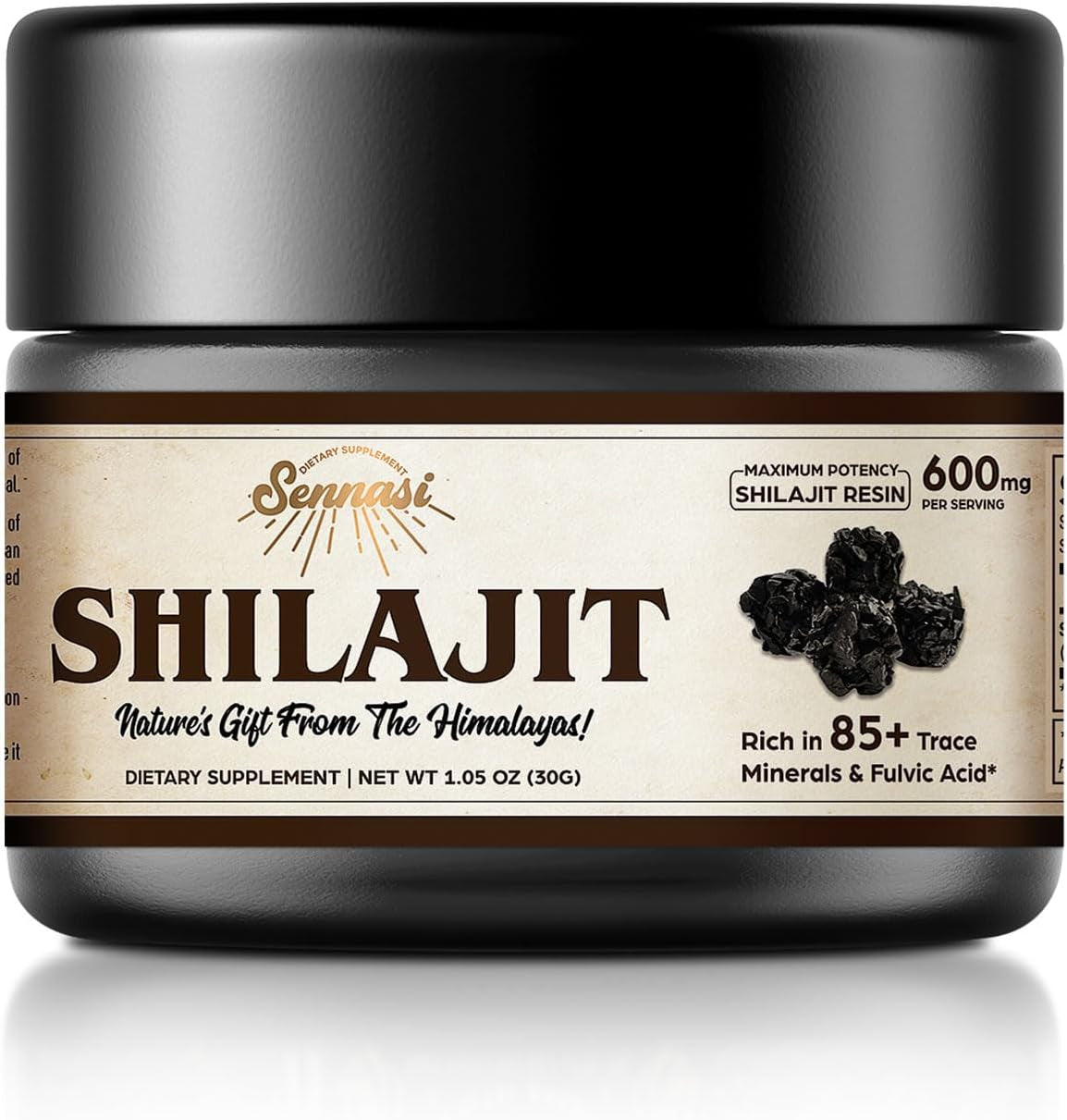 Shilajit Pure Himalayan Organic Shilajit Resin - 600Mg Maximum Potency Natural Organic Shilajit Resin with 85+ Trace Minerals & Fulvic Acid for Energy, Immune Support