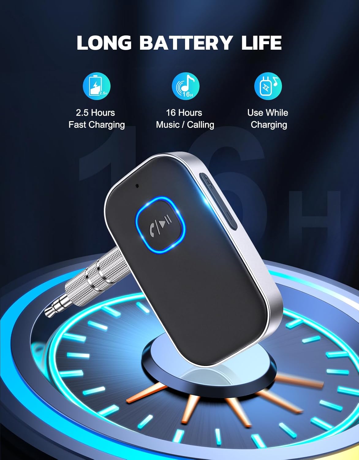 COMSOON Bluetooth Receiver Adapter for Car, Noise Cancelling 3.5Mm AUX, Wireless Audio for Stereo/Wired Headphones, Hands-Free Call