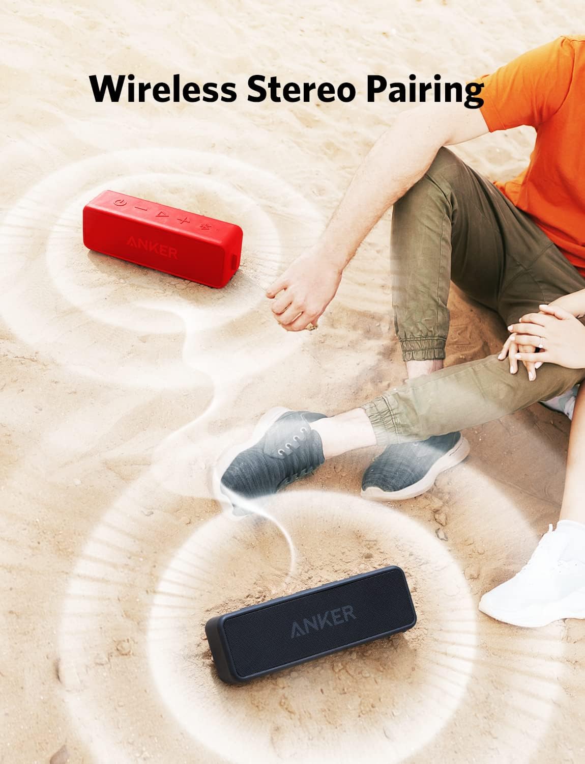 Anker Soundcore 2 Portable Bluetooth Speaker with Stereo Sound, IPX7 Waterproof, 24-Hour Playtime