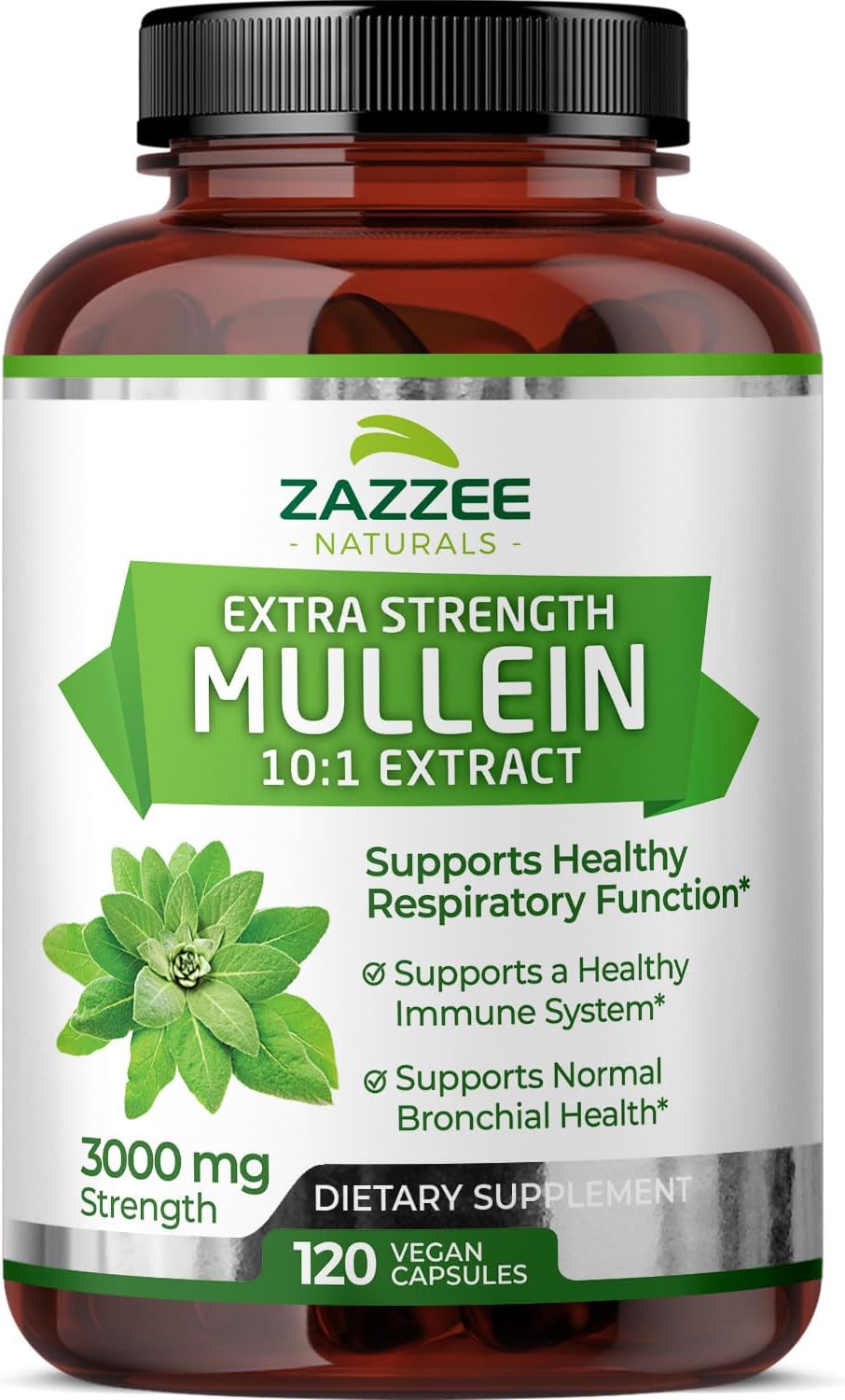 Extra Strength Mullein 10:1 Extract, 3000 Mg Strength, Standardized 10X Extract, 100% Pure Leaf Powder, All-Natural & Non-GMO, Made in the USA