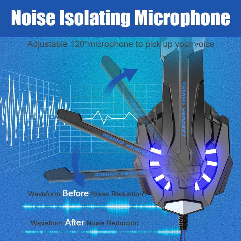BENGOO G9000 Stereo Gaming Headset for PS4, PS5, PC, Xbox - Noise Cancelling - 7.1 Surround Sound