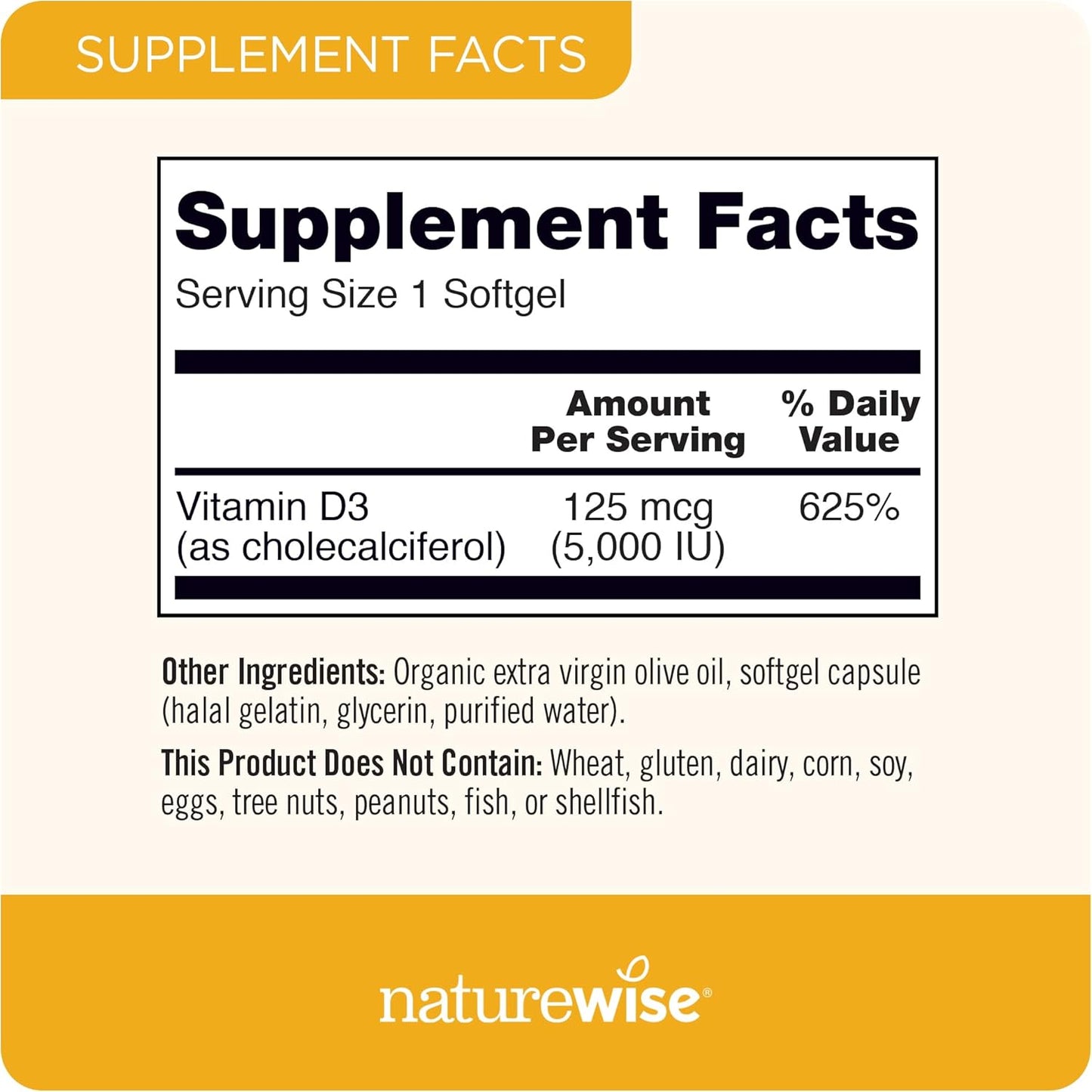 Vitamin D3 5000Iu (125 Mcg) 90-Day Supply for Immune Support, Healthy Muscle Function & Bone Health - Non-GMO, Gluten-Free in Organic Extra Virgin Olive Oil, (Mini Softgel)