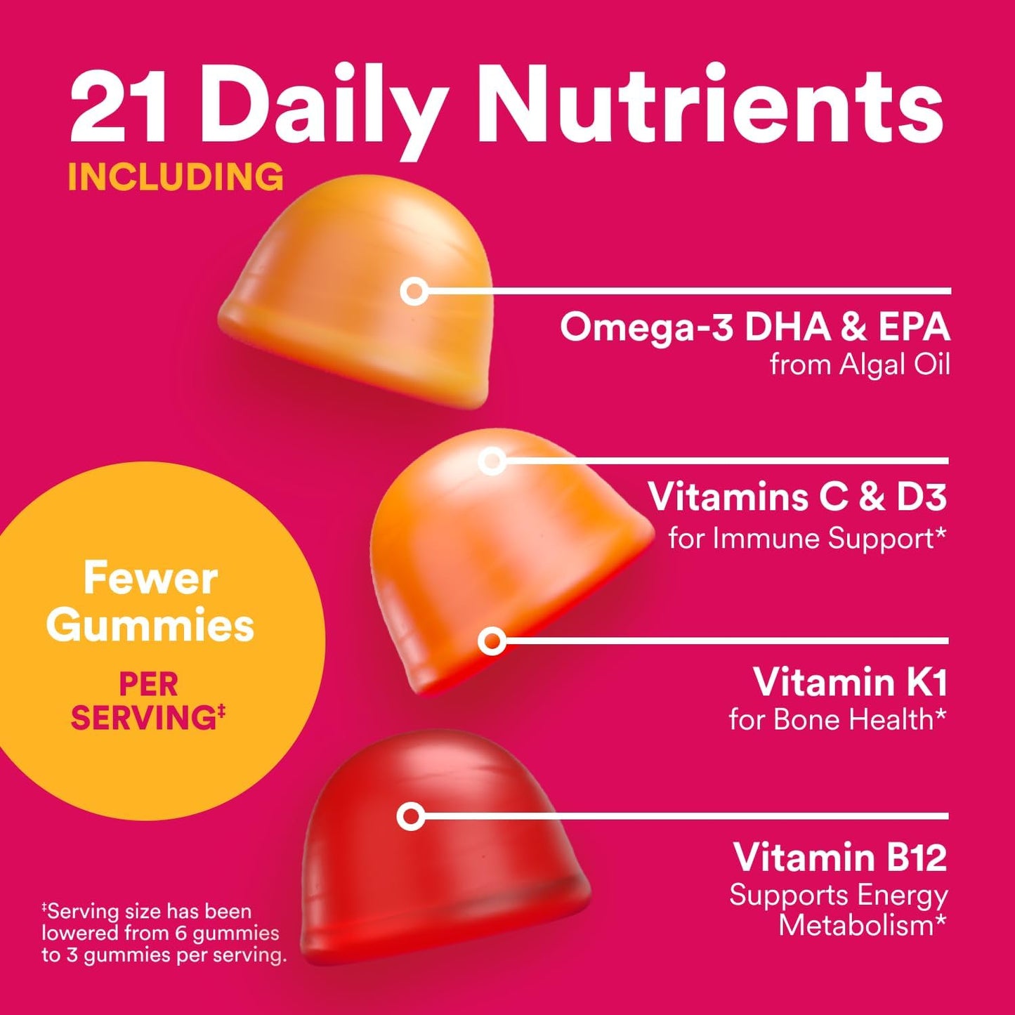 Smarty Pants Women's Plus Multivitamin Gummies - Omega 3 (DHA/EPA), Methylfolate, Coq10, Vitamin D3, C, Vitamin B12, B6, A, K & Zinc - Gluten Free - Adults