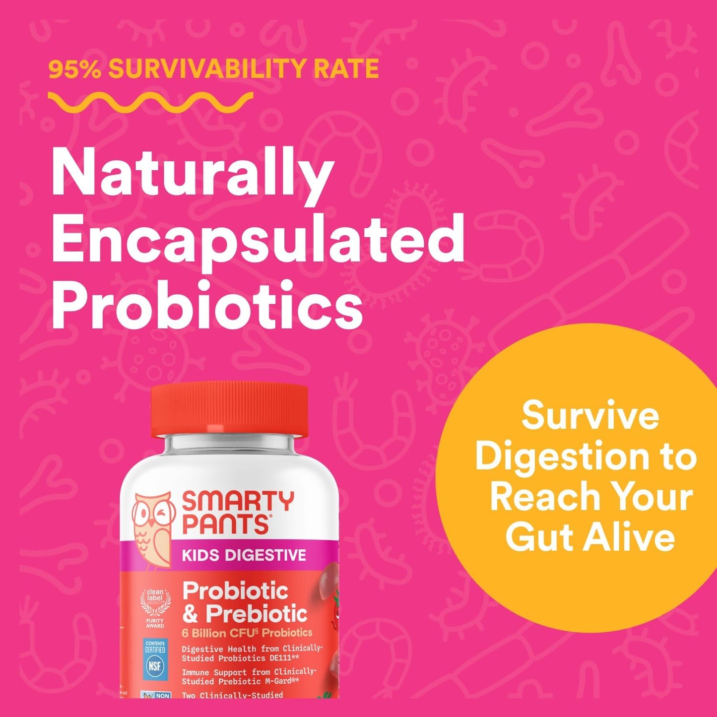 Smarty Pants Kids Probiotic & Prebiotic Gummies for Digestive Health - Clinically Studied Prebiotic for Immune Support - Ages 3+
