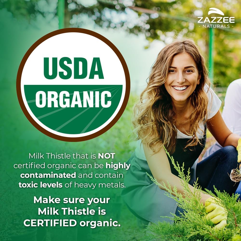 USDA Organic Milk Thistle 30:1 Extract, 7500 Mg Strength, 80% Silymarin Flavonoids, Standardized & Concentrated 30X Extract, 100% Vegetarian, All-Natural & Non-GMO
