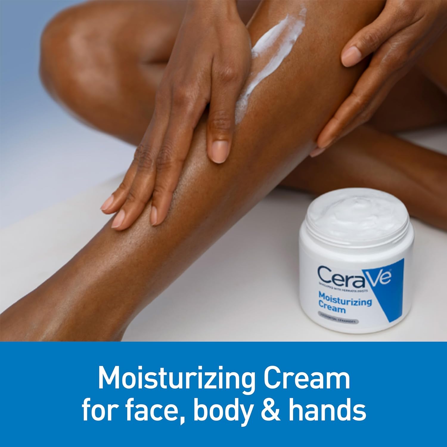 CeraVe Moisturizing Cream, Body & Face Moisturizer for Dry Skin with Hyaluronic Acid and Ceramides, Daily Moisturizer, Oil-Free, Fragrance Free, Non-Comedogenic