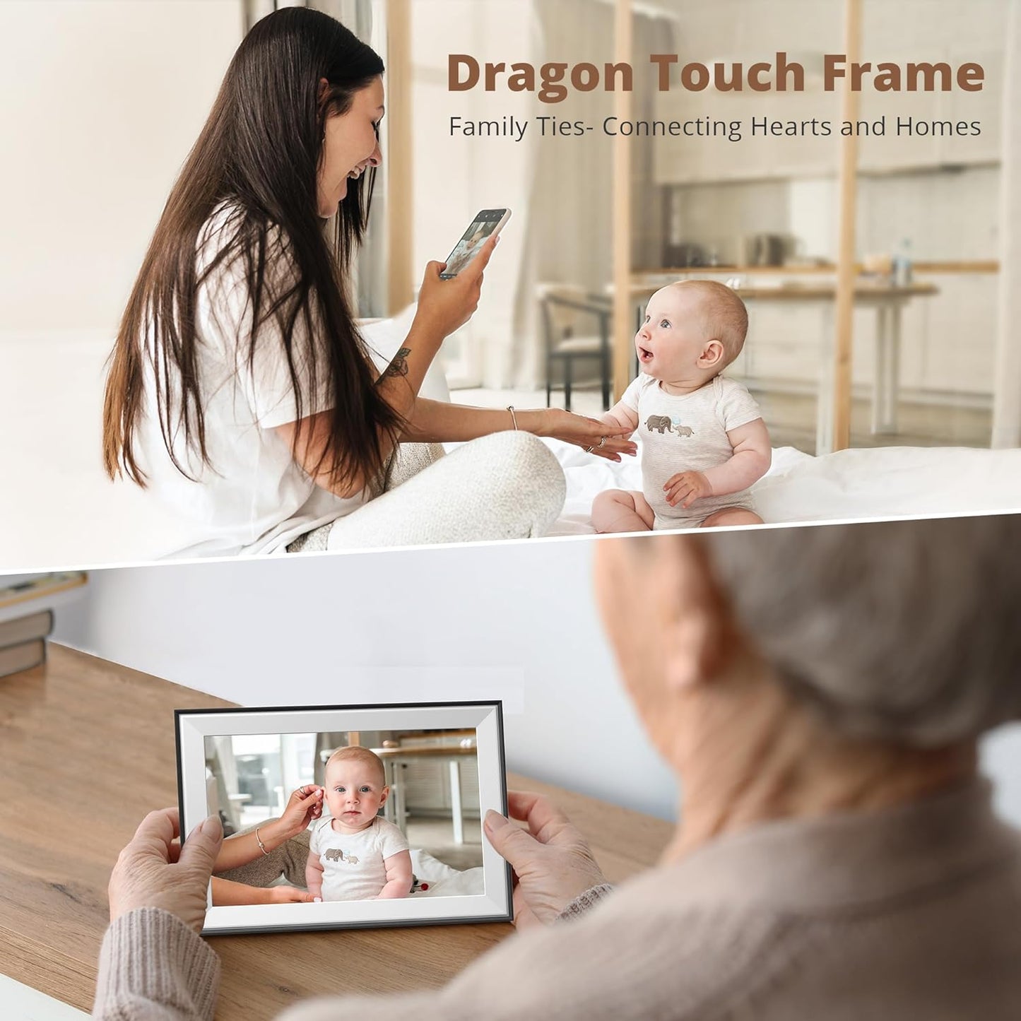 Dragon Touch 10.1'' WIFI Digital Picture Frame - 1280 HD IPS Touch Screen Digital Photo Frame Display, Auto-Rotate, Share Photos/Videos Instantly