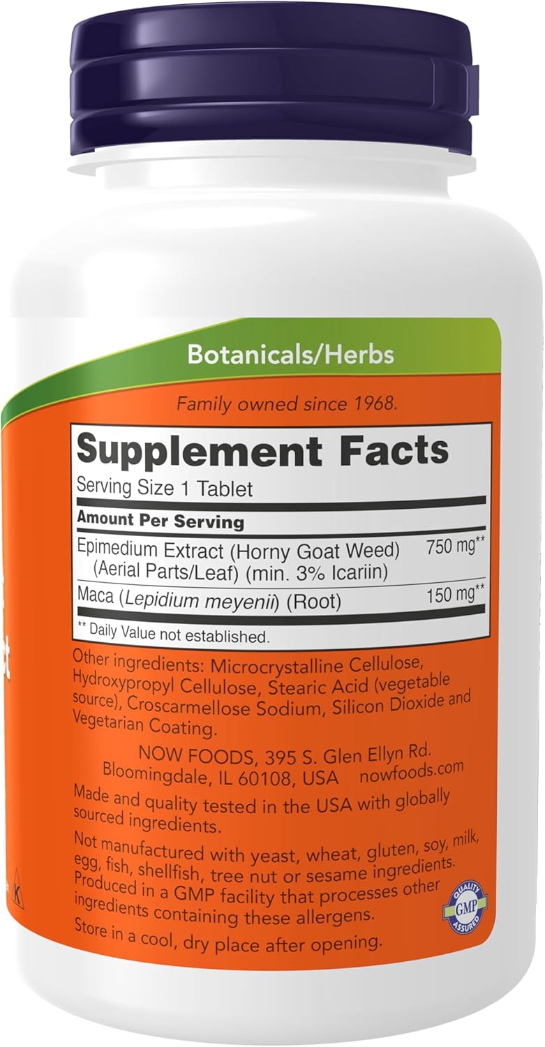 Supplements, Horny Goat Weed Extract 750 Mg plus 150 Mg of Maca Root, Tonifying Herb*, 90 Tablets, for Sexual Health