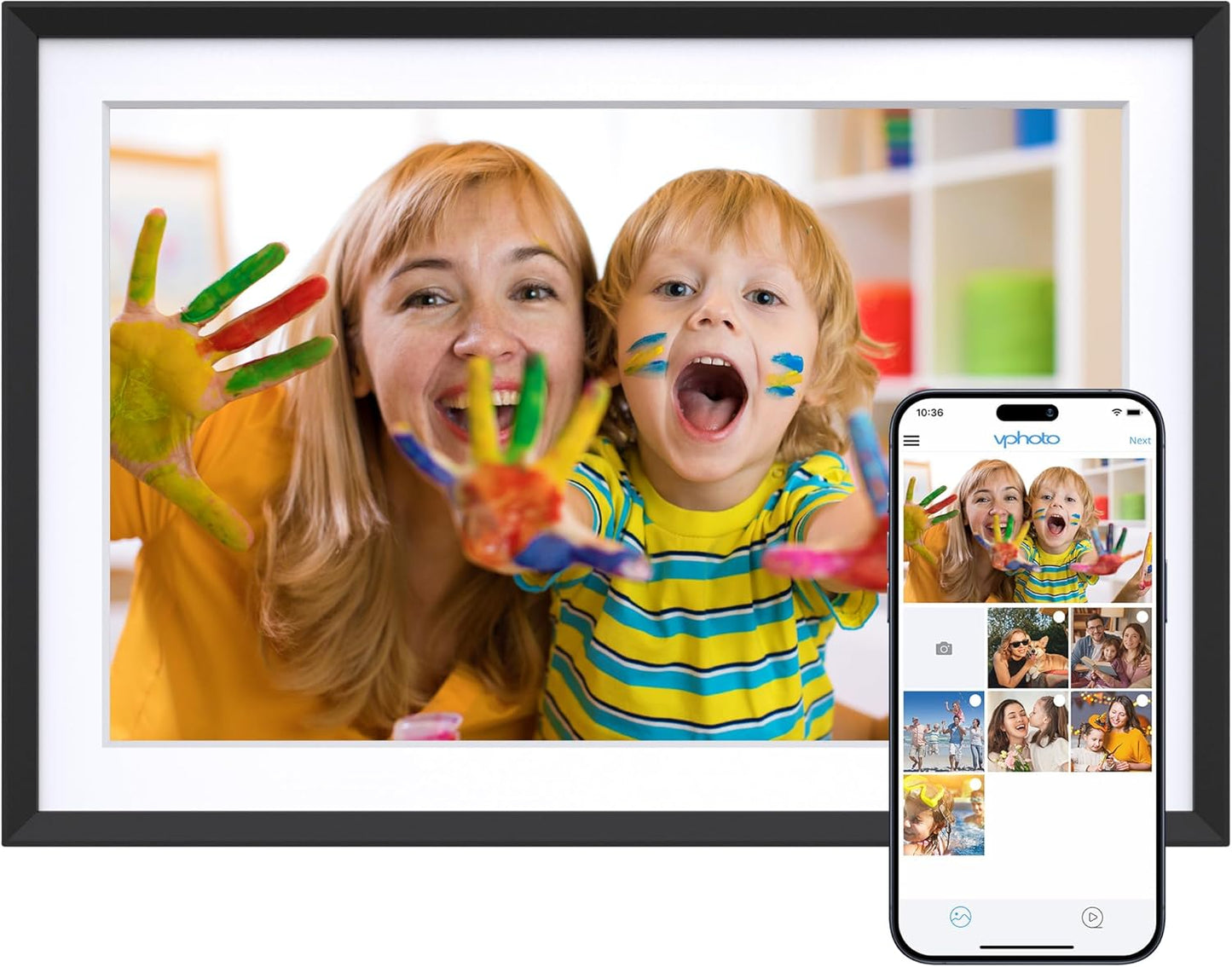 Dragon Touch 10.1'' WIFI Digital Picture Frame - 1280 HD IPS Touch Screen Digital Photo Frame Display, Auto-Rotate, Share Photos/Videos Instantly