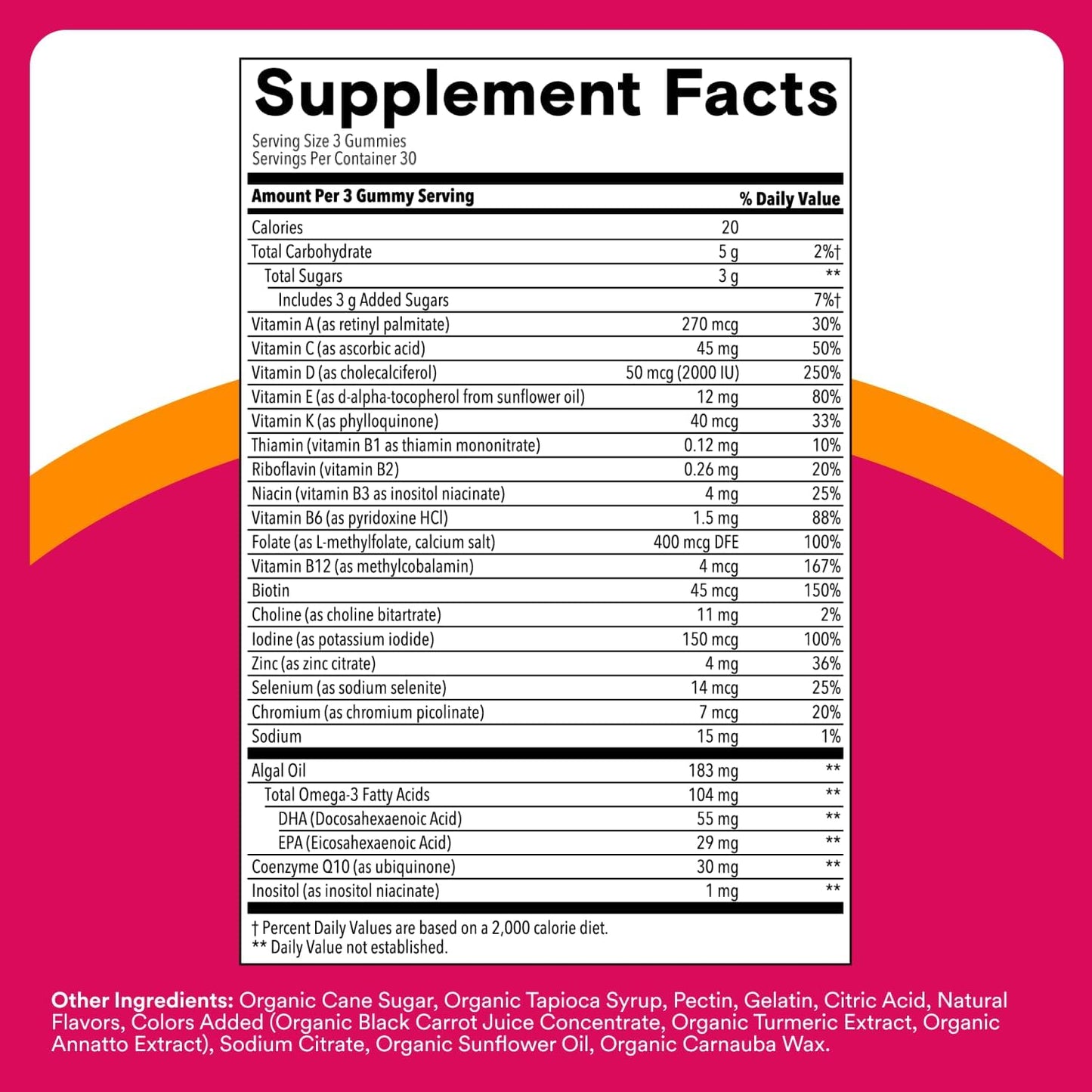 Smarty Pants Women's Plus Multivitamin Gummies - Omega 3 (DHA/EPA), Methylfolate, Coq10, Vitamin D3, C, Vitamin B12, B6, A, K & Zinc - Gluten Free - Adults