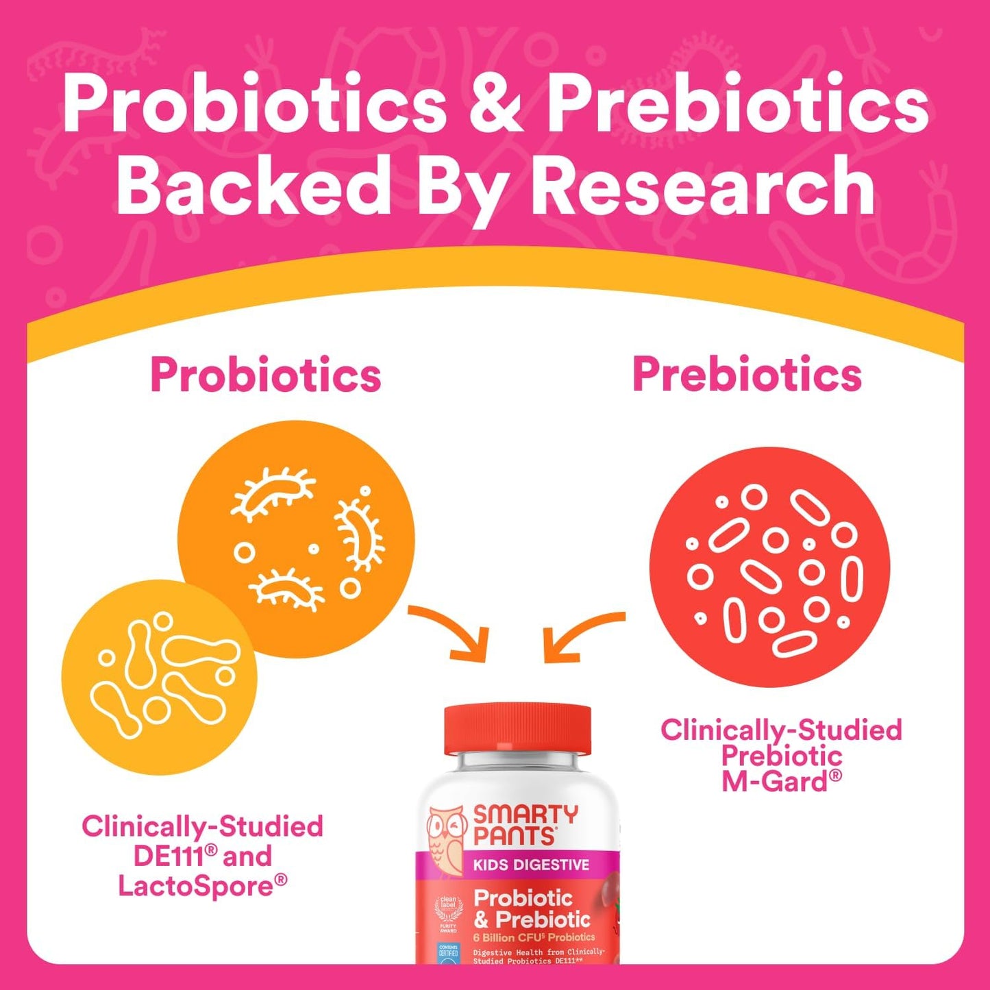 Smarty Pants Kids Probiotic & Prebiotic Gummies for Digestive Health - Clinically Studied Prebiotic for Immune Support - Ages 3+