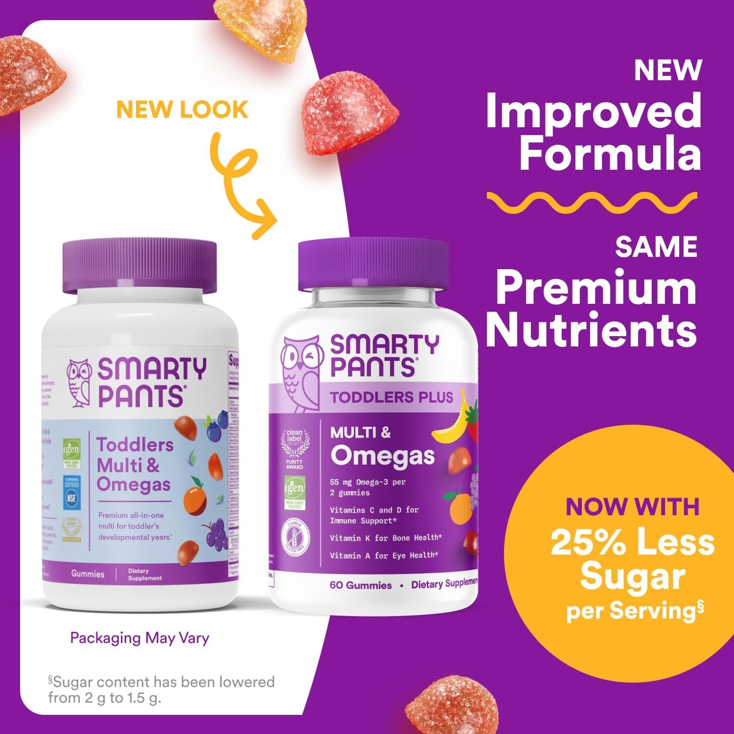 Smarty Pants Toddlers Plus Multivitamin Gummies - Omega 3 (DHA/EPA) - Vitamins D3, C, Vitamin B12, B6, A, K & Zinc - Biotin - Gluten Free - Ages 2-3