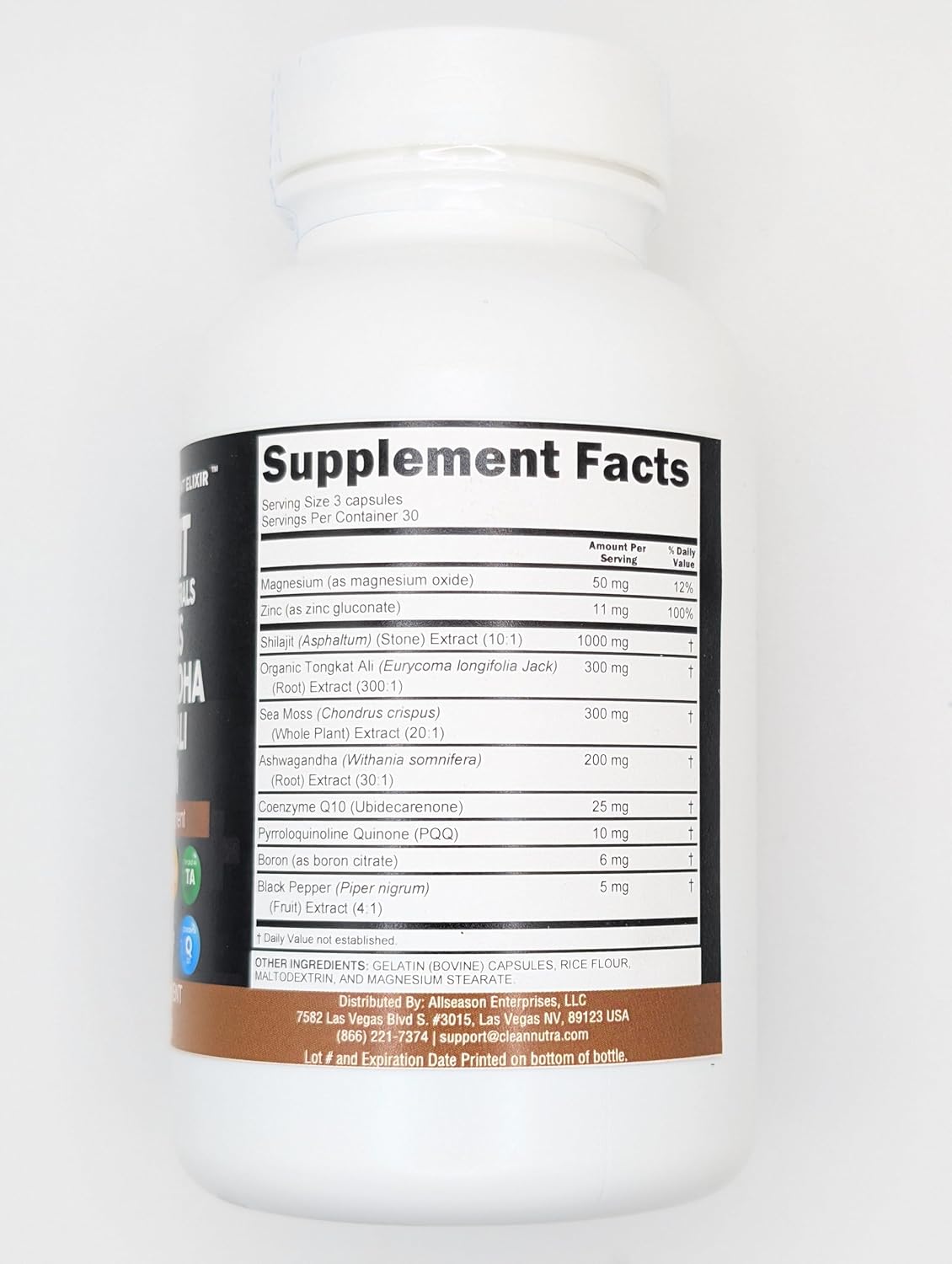 Shilajit Supplement with Sea Moss, Ashwagandha, Tongkat Ali, Boron, Magnesium - Fulvic Acid Capsules