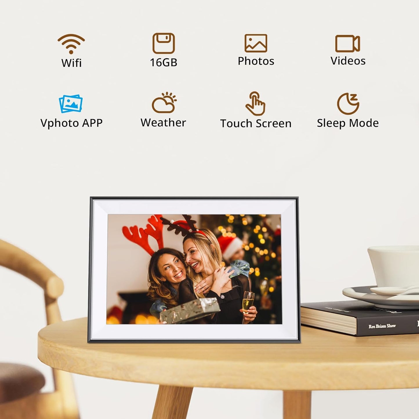 Dragon Touch 10.1'' WIFI Digital Picture Frame - 1280 HD IPS Touch Screen Digital Photo Frame Display, Auto-Rotate, Share Photos/Videos Instantly