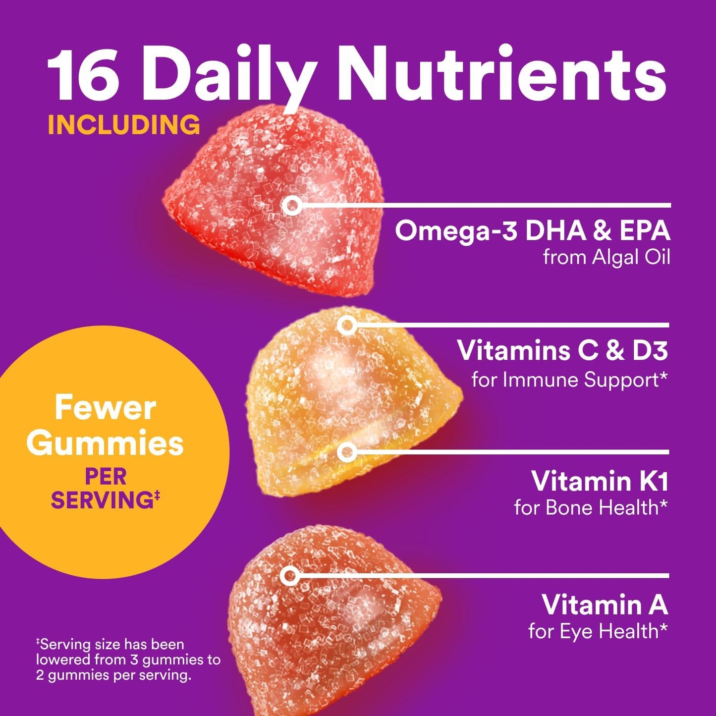 Smarty Pants Toddlers Plus Multivitamin Gummies - Omega 3 (DHA/EPA) - Vitamins D3, C, Vitamin B12, B6, A, K & Zinc - Biotin - Gluten Free - Ages 2-3
