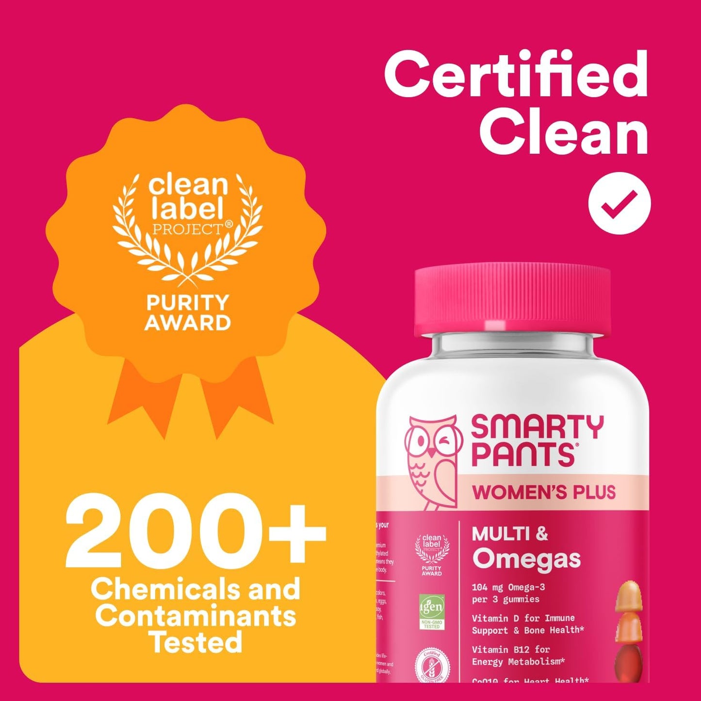 Smarty Pants Women's Plus Multivitamin Gummies - Omega 3 (DHA/EPA), Methylfolate, Coq10, Vitamin D3, C, Vitamin B12, B6, A, K & Zinc - Gluten Free - Adults