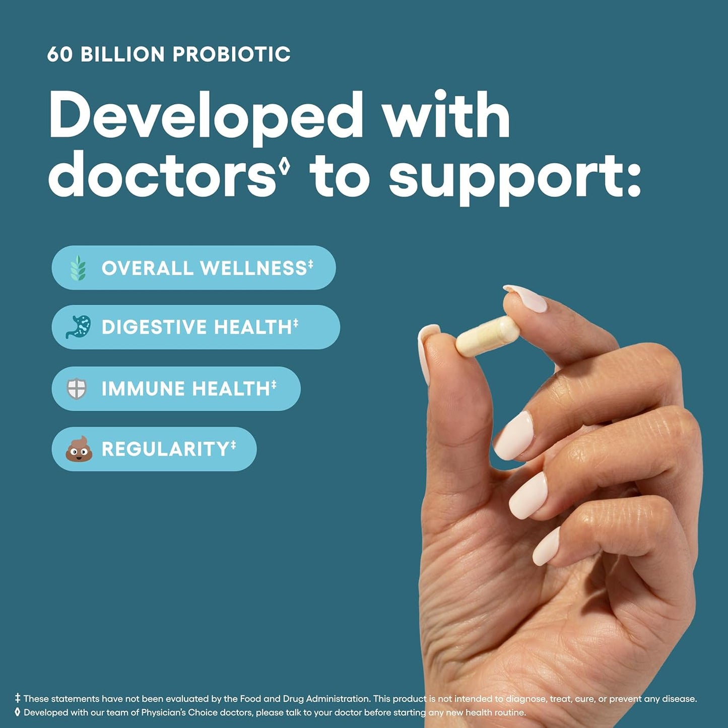 Physician's Choice Probiotics 60 Billion CFU - 10 Strains + Organic Prebiotics - Immune, Digestive & Gut Health - Supports Constipation, Diarrhea, Gas & Bloating