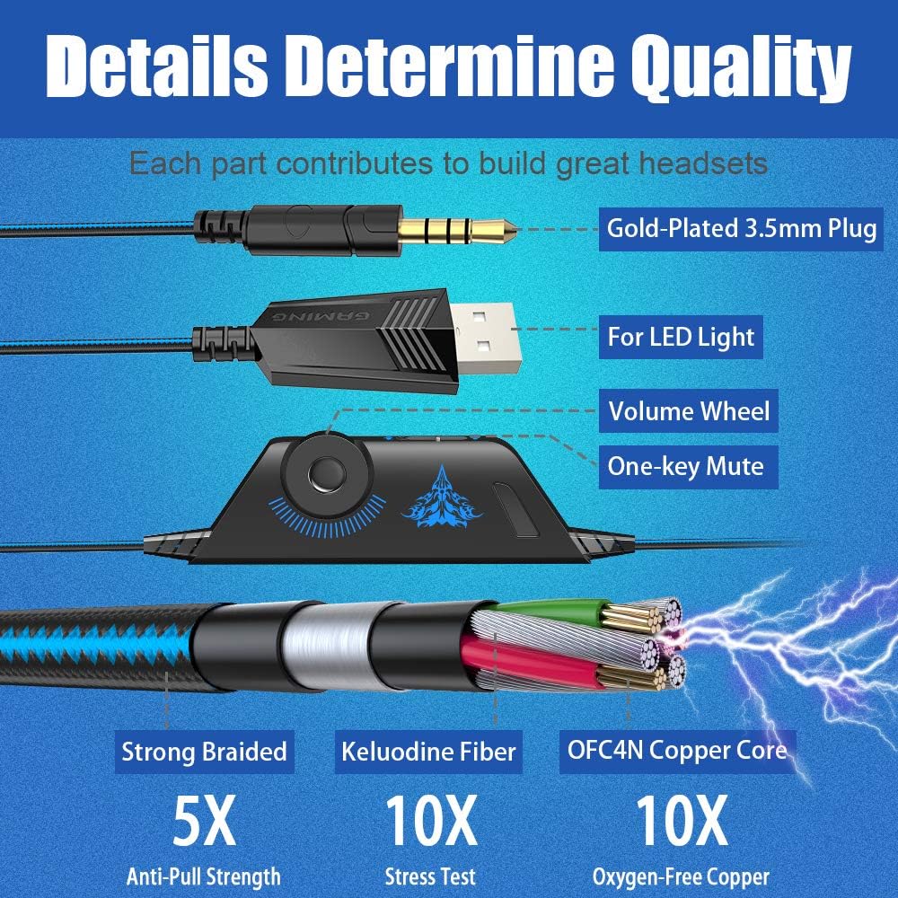 BENGOO G9000 Stereo Gaming Headset for PS4, PS5, PC, Xbox - Noise Cancelling - 7.1 Surround Sound