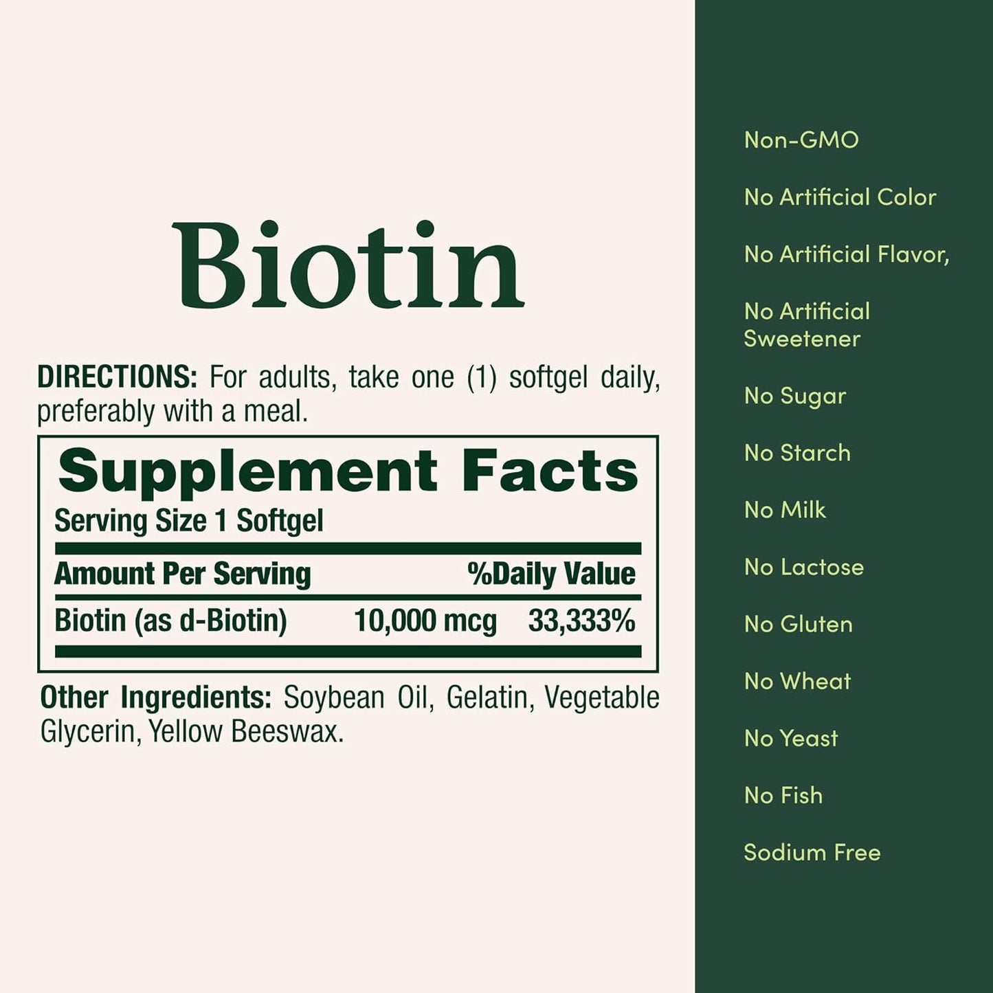 Biotin, Supports Healthy Hair, Skin and Nails, 10,000 Mcg, Rapid Release Softgels, 120 Ct