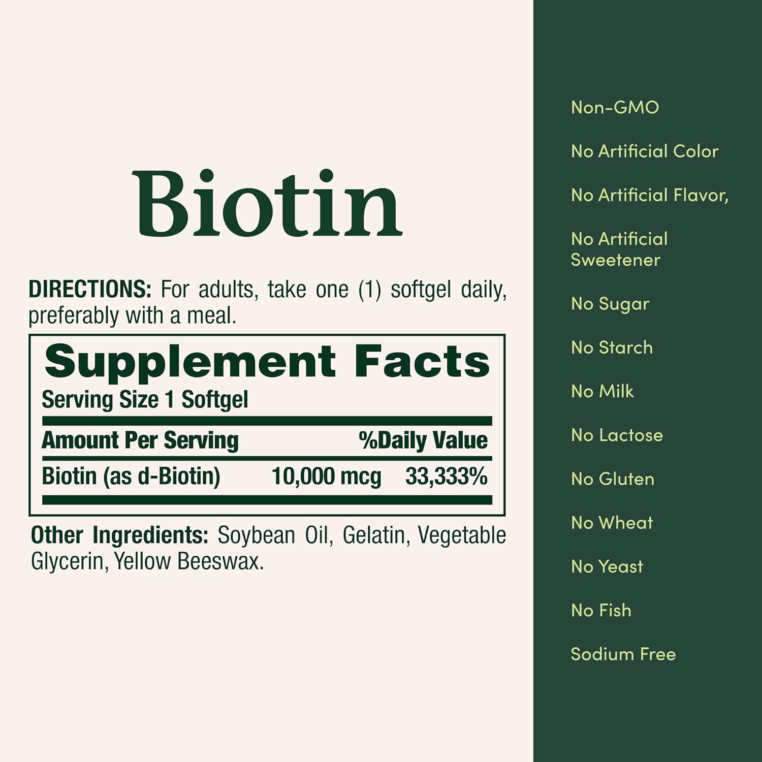 Biotin, Supports Healthy Hair, Skin and Nails, 10,000 Mcg, Rapid Release Softgels, 120 Ct