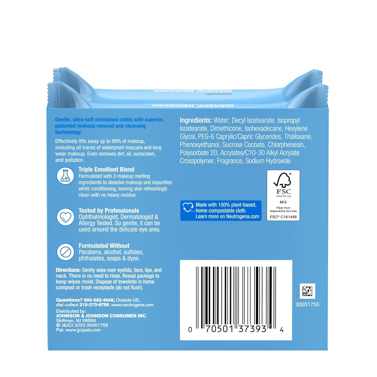 Neutrogena Makeup Remover Wipes, Daily Facial Cleanser Towelettes, Remove Oil & Makeup, Alcohol-Free Makeup Wipes