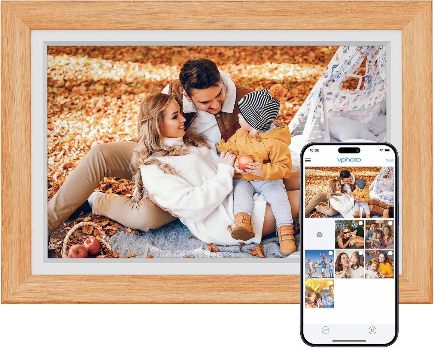 Dragon Touch 10.1'' WIFI Digital Picture Frame - 1280 HD IPS Touch Screen Digital Photo Frame Display, Auto-Rotate, Share Photos/Videos Instantly