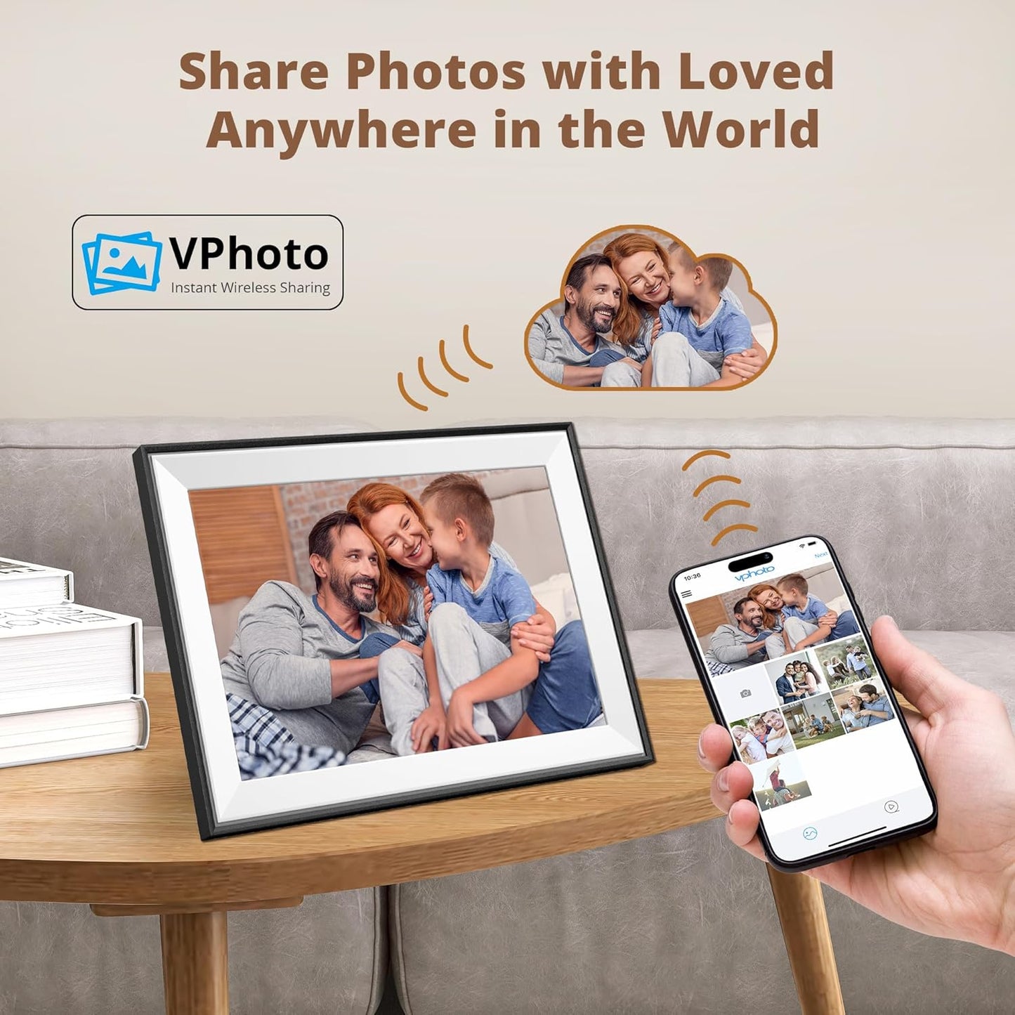 Dragon Touch 10.1'' WIFI Digital Picture Frame - 1280 HD IPS Touch Screen Digital Photo Frame Display, Auto-Rotate, Share Photos/Videos Instantly