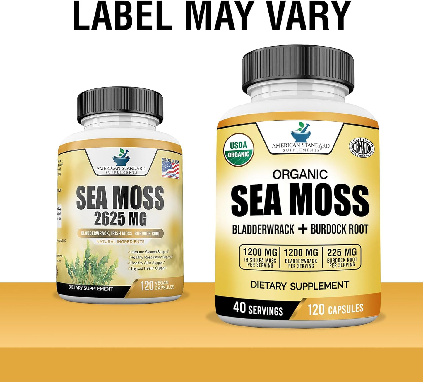Organic Sea Moss, Bladderwrack & Burdock Root Capsules - 1200Mg Sea Moss, 1200Mg Bladderwrack, 225Mg Burdock Root per Serving