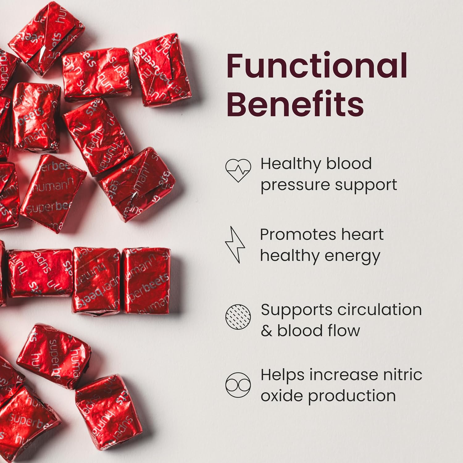 HumanN Super Beets Heart Chews, Nitric Oxide & Blood Pressure Support, Grape Seed Extract & Non-GMO Beet Root Powder Energy Supplement