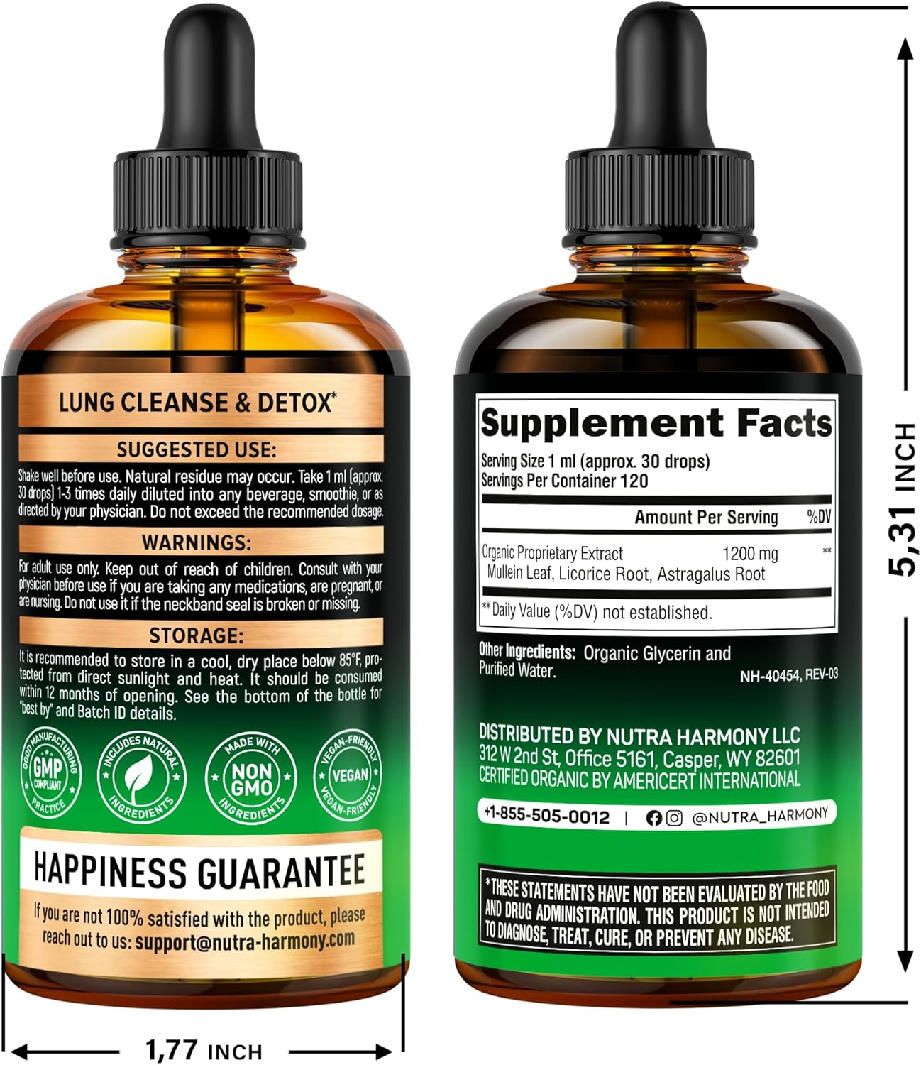 Mullein Drops for Lungs - USDA Organic Liquid - Mullein Leaf Extract Supplement - Made in USA - Lung & Bronchial Cleanse for Smokers - Respiratory Health Support - as Tincture, Tea, Pills - 4 Fl Oz