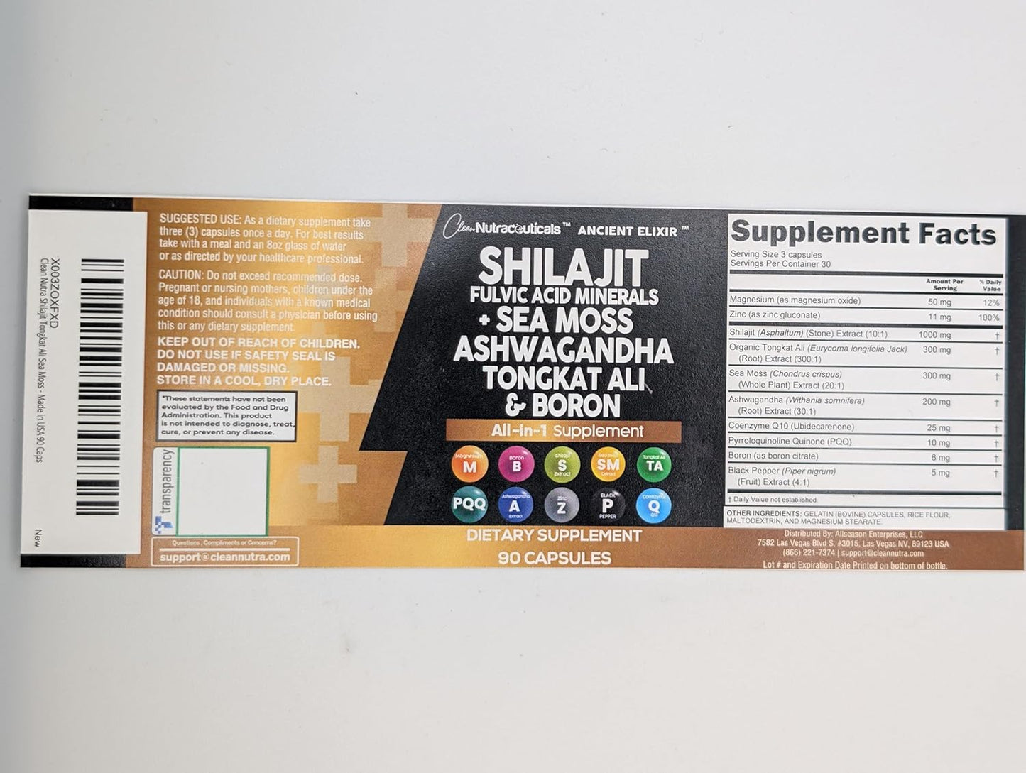 Shilajit Supplement with Sea Moss, Ashwagandha, Tongkat Ali, Boron, Magnesium - Fulvic Acid Capsules