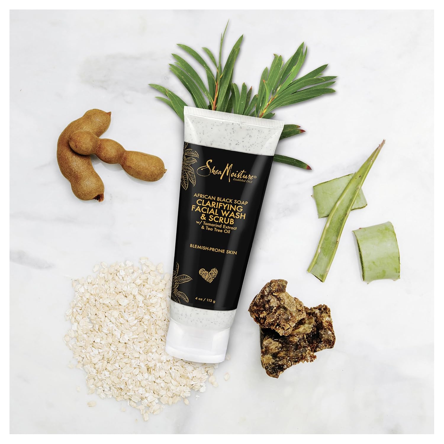 Facial Wash and Scrub African Black Soap for Blemish Prone Skin to Clarify Skin 4 Oz