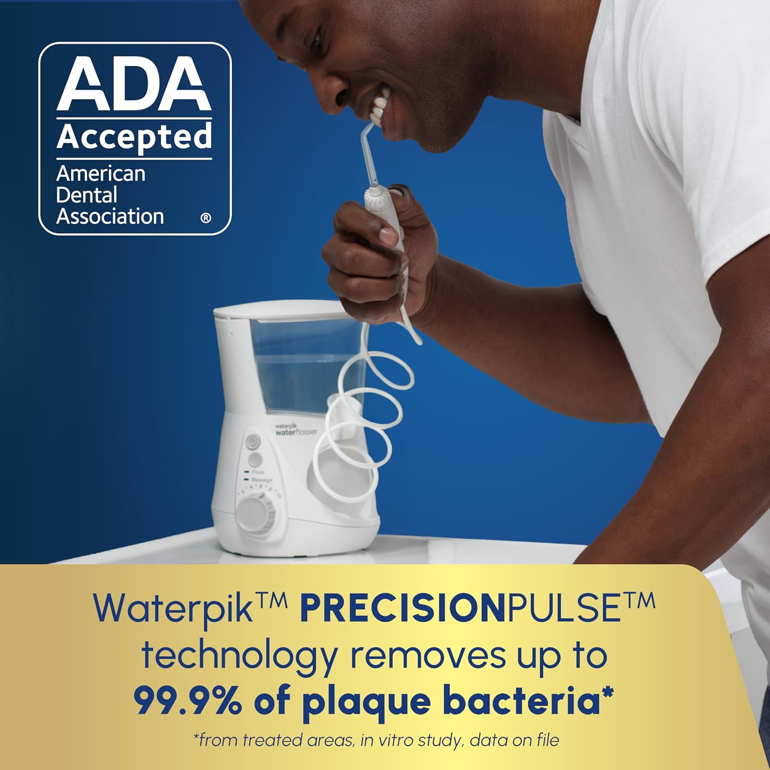 Aquarius Water Flosser Professional for Teeth, Gums, Braces, Dental Care, Electric Power with 10 Settings, 7 Tips for Multiple Users and Needs, ADA Accepted, White WP-660, Packaging May Vary